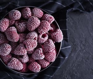 Превью обои малин, ягоды, замороженные