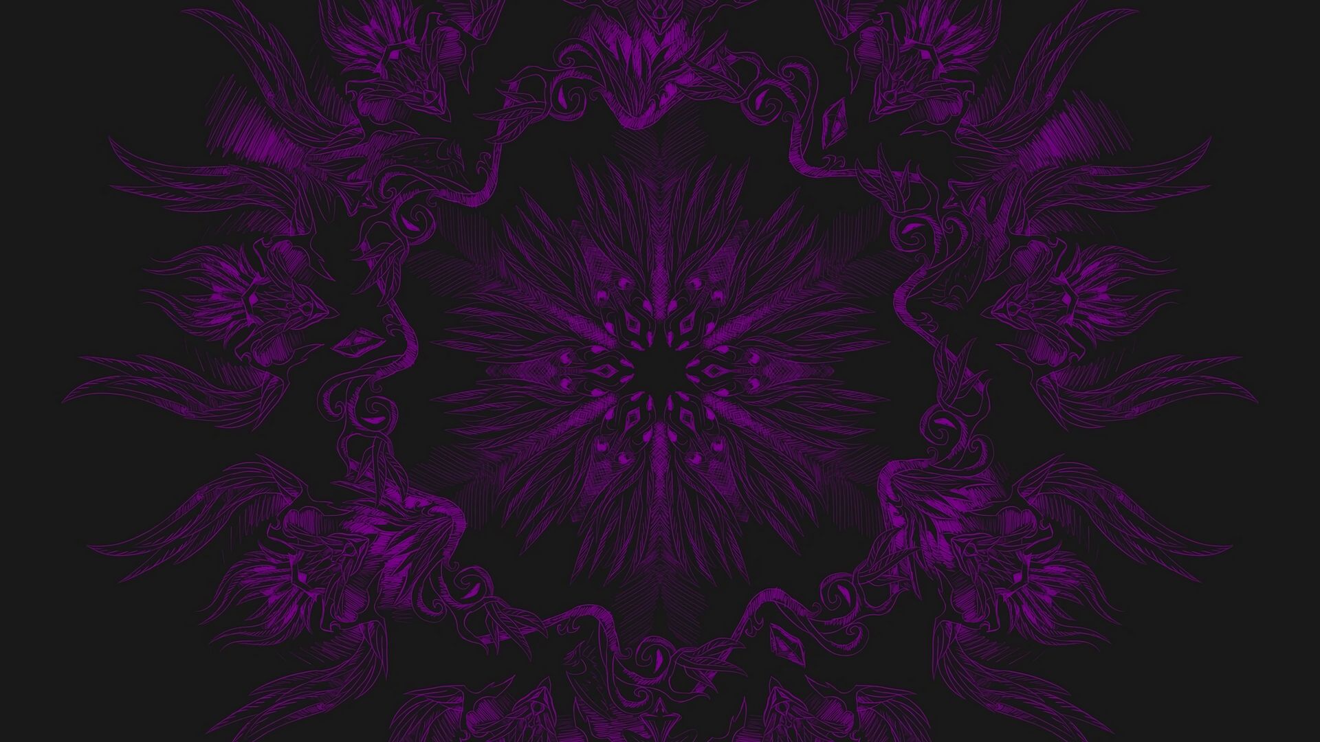 Фиолетовые узоры на черном фоне