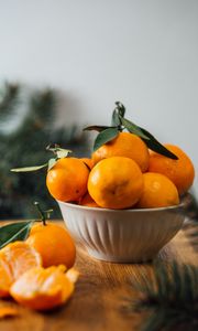 Превью обои мандарины, фрукты, цитрус, миска, оранжевый