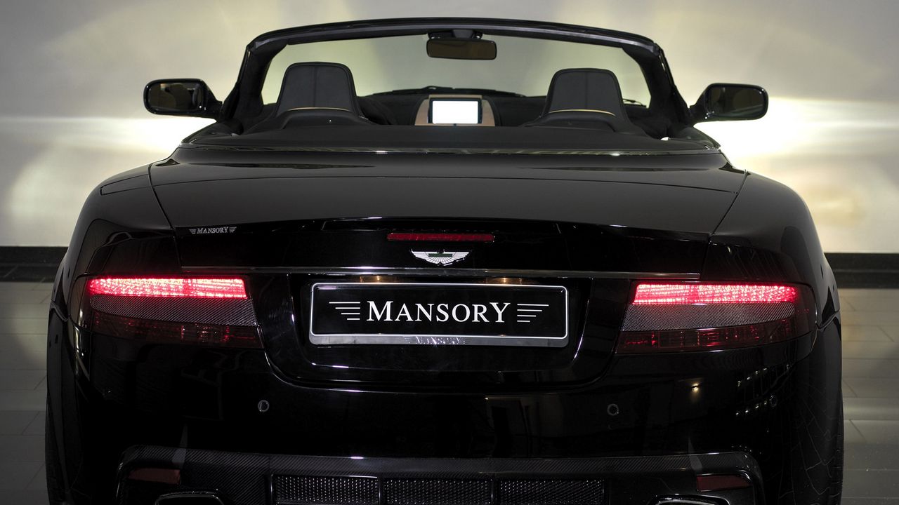 Обои mansory, aston martin, db9, 2008, черный, вид сзади, стиль, авто