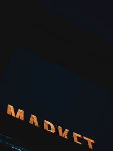Превью обои маркет, надпись, подсветка, буквы