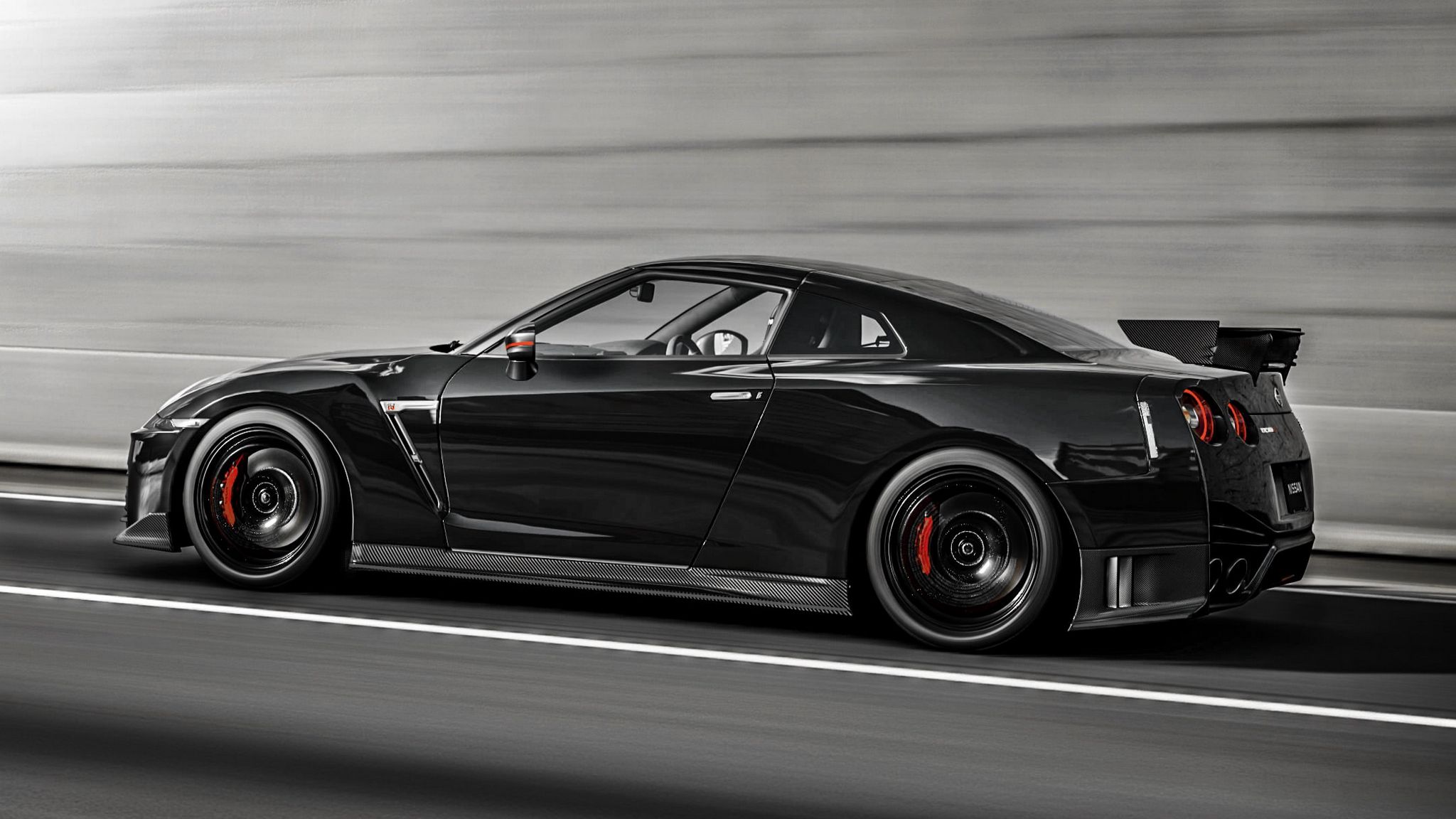 Nissan GTR 35 Black 4k