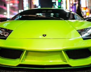 Превью обои машина, фары, lamborghini