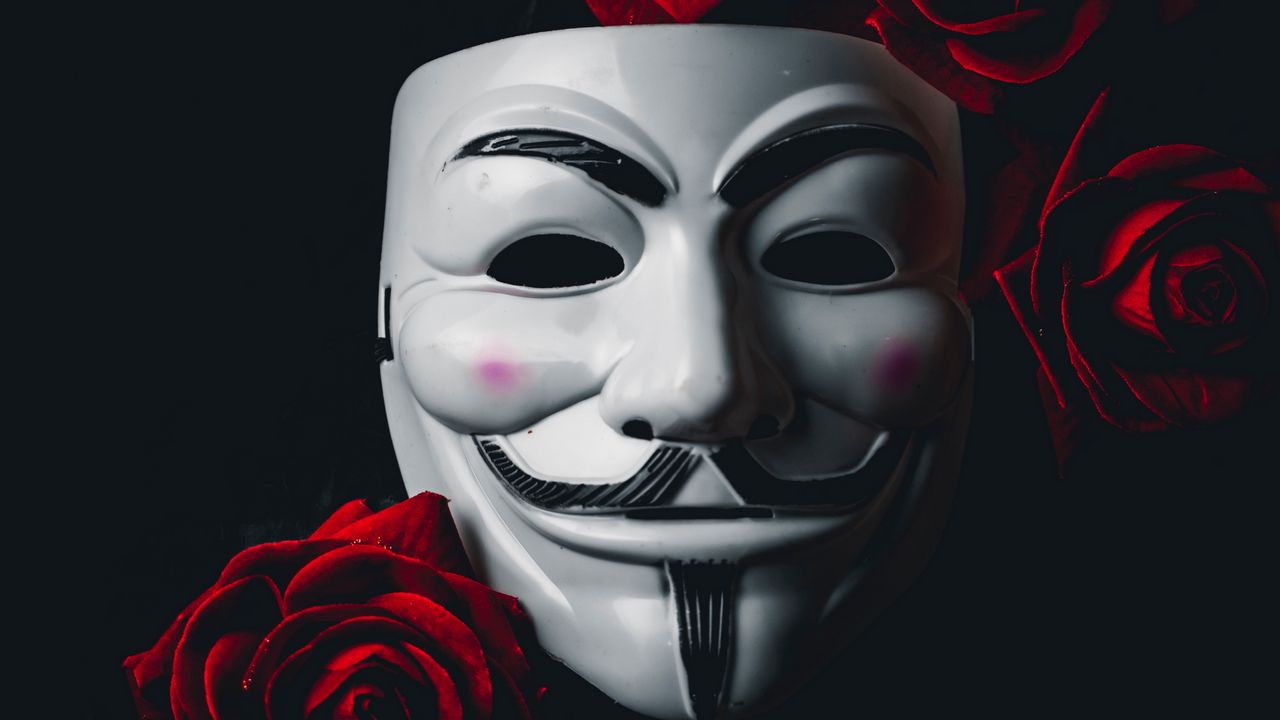 Обои маска, аноним, розы, цветы, темный