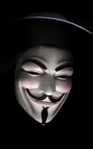 Превью обои маска, аноним, шляпа, темный