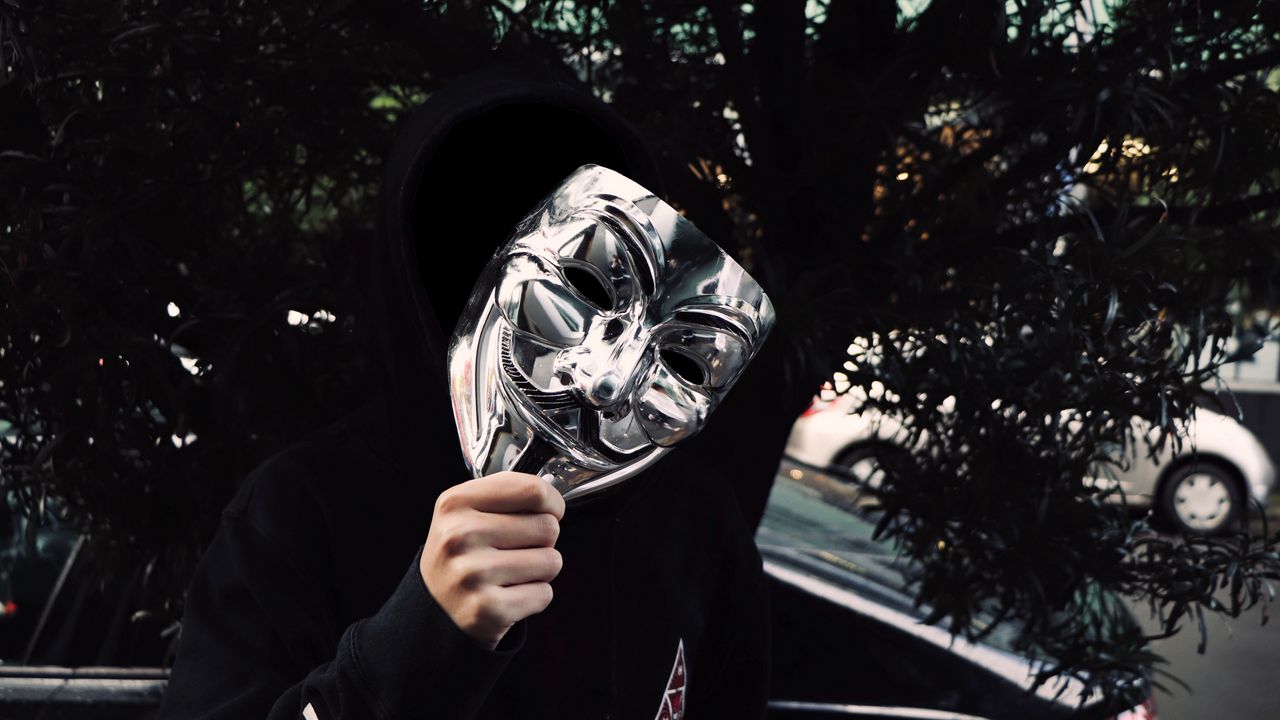 Обои маска, металлический, аноним, человек