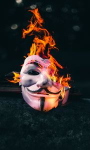 Превью обои маска, огонь, пламя