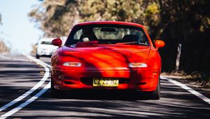 Превью обои mazda rx-7, mazda, автомобиль, красный, вид спереди