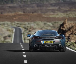 Превью обои mclaren, 570gt, авто, дорога, вид сзади