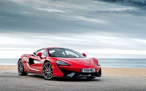 Превью обои mclaren, 570s, красный, вид сбоку