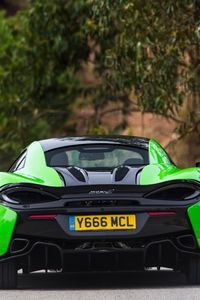 Превью обои mclaren, 570s, вид сзади, зеленый