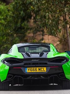 Превью обои mclaren, 570s, вид сзади, зеленый