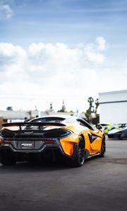 Превью обои mclaren 600lt, mclaren, автомобиль, желтый, вид сзади