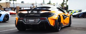 Превью обои mclaren 600lt, mclaren, автомобиль, желтый, вид сзади