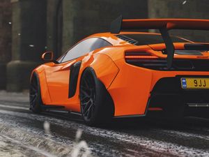 Превью обои mclaren 650s, mclaren, спорткар, оранжевый, гонки