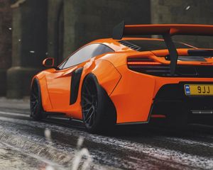 Превью обои mclaren 650s, mclaren, спорткар, оранжевый, гонки