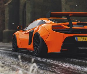 Превью обои mclaren 650s, mclaren, спорткар, оранжевый, гонки