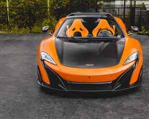 Превью обои mclaren 675lt, mclaren, автомобиль, оранжевый, спорткар