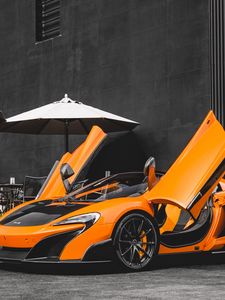 Превью обои mclaren 675lt spider, mclaren, автомобиль, оранжевый, спорткар