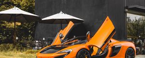 Превью обои mclaren 675lt spider, mclaren, автомобиль, оранжевый, спорткар