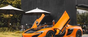 Превью обои mclaren 675lt spider, mclaren, автомобиль, оранжевый, спорткар