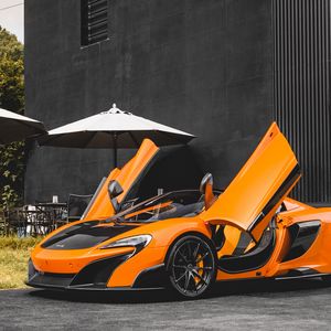 Превью обои mclaren 675lt spider, mclaren, автомобиль, оранжевый, спорткар