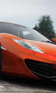 Превью обои mclaren, автомобиль, оранжевый, фара