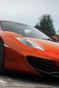 Превью обои mclaren, автомобиль, оранжевый, фара