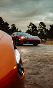 Превью обои mclaren, автомобиль, суперкар, красный, свет, фары