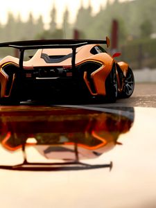 Превью обои mclaren p1, mclaren, спорткар, гонки, вид сзади