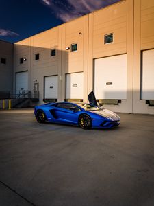 Превью обои mclaren p1, mclaren, спорткар, автомобиль, вид сбоку, синий
