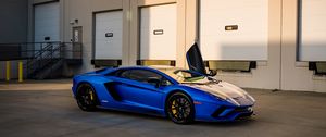 Превью обои mclaren p1, mclaren, спорткар, автомобиль, вид сбоку, синий
