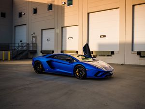 Превью обои mclaren p1, mclaren, спорткар, автомобиль, вид сбоку, синий