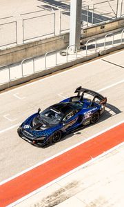 Превью обои mclaren senna gtr, mclaren, автомобиль, спорткар, синий, вид сверху