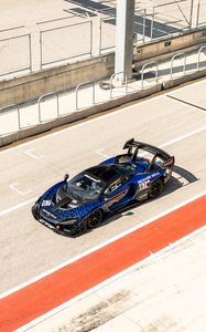 Превью обои mclaren senna gtr, mclaren, автомобиль, спорткар, синий, вид сверху