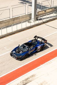 Превью обои mclaren senna gtr, mclaren, автомобиль, спорткар, синий, вид сверху