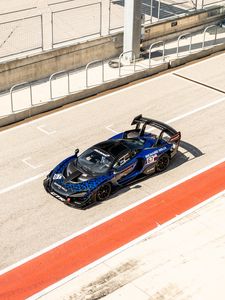Превью обои mclaren senna gtr, mclaren, автомобиль, спорткар, синий, вид сверху