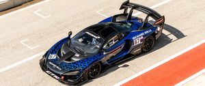 Превью обои mclaren senna gtr, mclaren, автомобиль, спорткар, синий, вид сверху