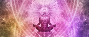 Превью обои медитация, чакра, аура, лотос, йога, энергия, буддизм, мандала, арт