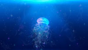 Превью обои медуза, подводный мир, плавать, щупальцы
