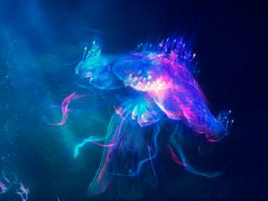 Превью обои медуза, подводный мир, свечение, арт, сказочный