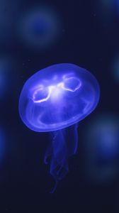 Превью обои медуза, свечение, фиолетовый, неон, подводный мир