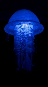 Превью обои медуза, свечение, светильник, синий, темный