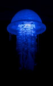 Превью обои медуза, свечение, светильник, синий, темный