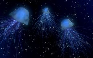 Превью обои медузы, абстракция, космос, подводный мир