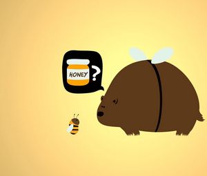 Превью обои медведь, пчела, мед, нелепость, ситуация