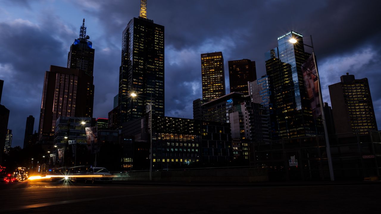 Обои мельбурн, австралия, небоскребы, ночь