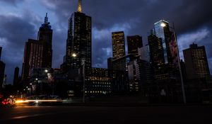 Превью обои мельбурн, австралия, небоскребы, ночь