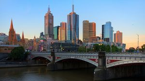 Превью обои мельбурн, река, ярра, мост, здания, небоскребы