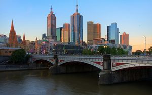 Превью обои мельбурн, река, ярра, мост, здания, небоскребы